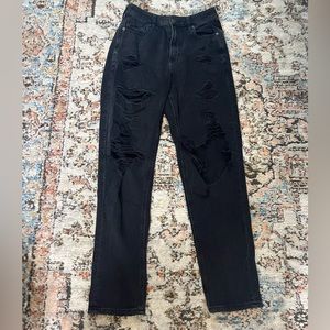 American Eagle, black ripped wide leg jeans, size: 2